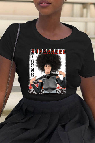 Summer Women's Clothing Casual Round Neck Pullover Printed T-shirt