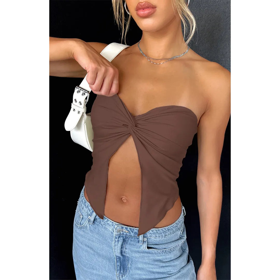 Solid Kink Bandeau Sexy Strapless Top