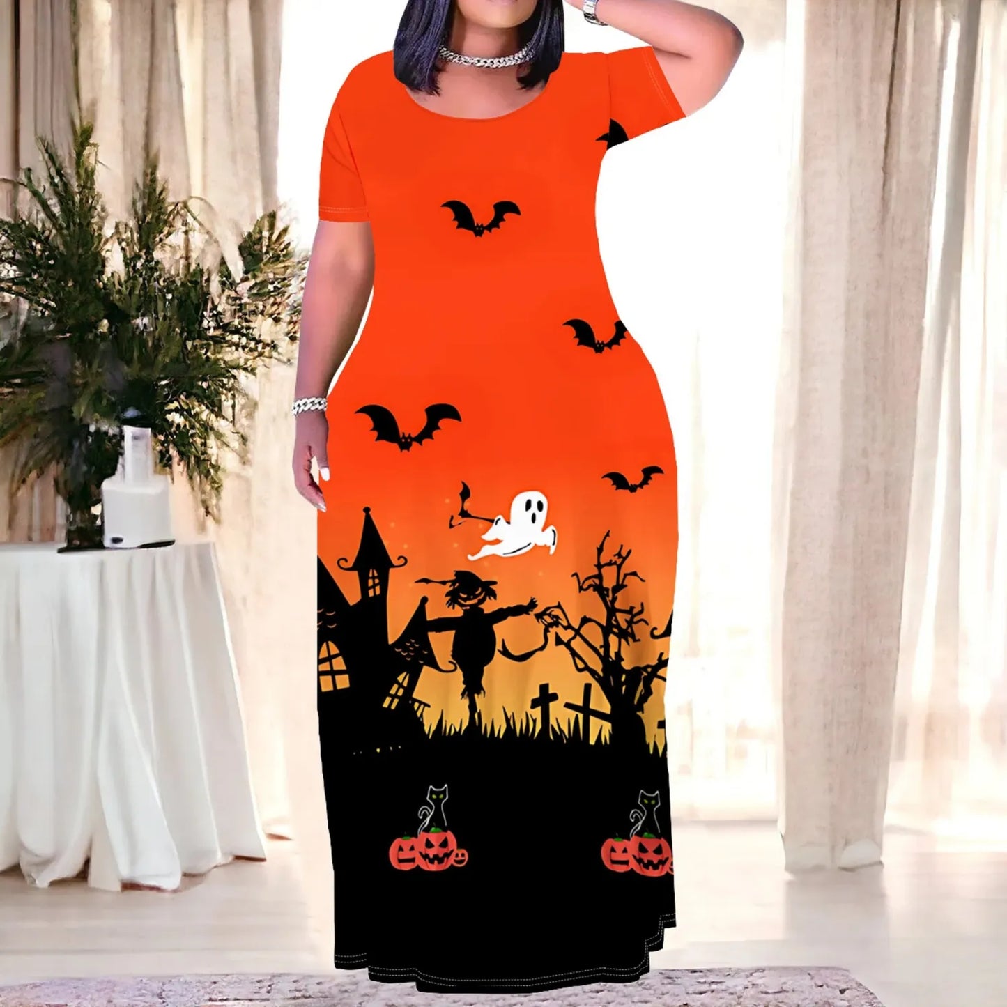 Casual Print Easter Halloween Maxi Dresses