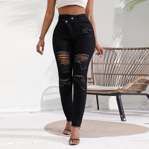 Skinny Ripped Trousers Sexy High Waist Jeans for Women