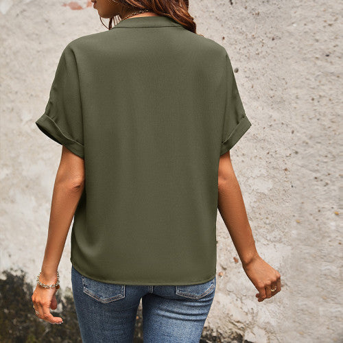 Flap Pocket Batwing Sleeve Shirt