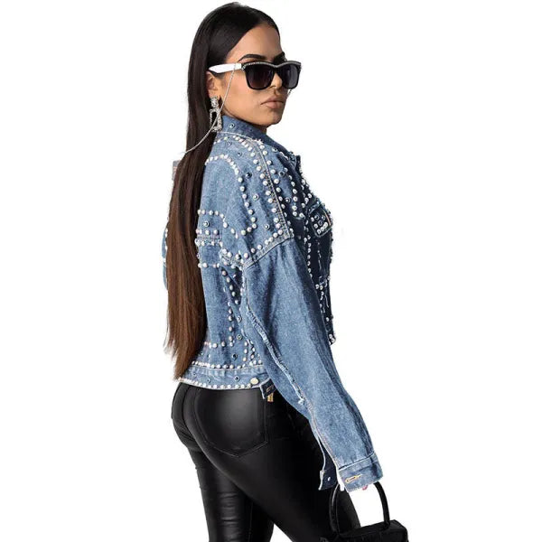 Washed Rivets Denim Cardigan Jacket