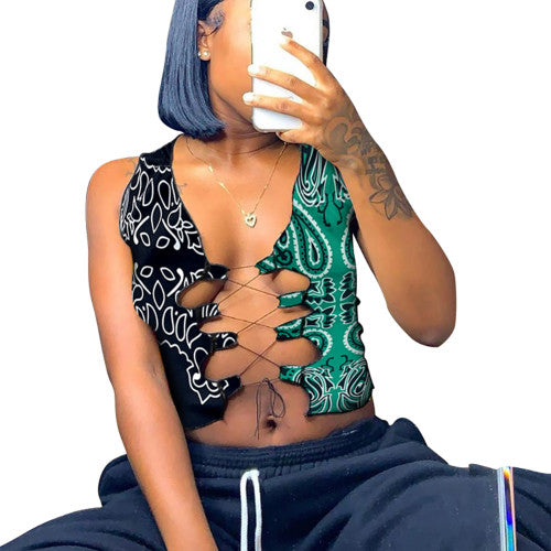 Fashion Print Sexy Sleeveless Tank Top