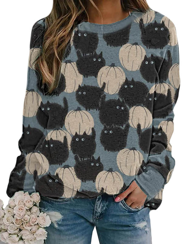 Casual Round Neck Printed Sweatshirt