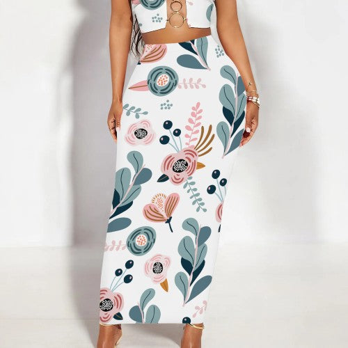 1 Piece Custom Casual Print Long Skirt