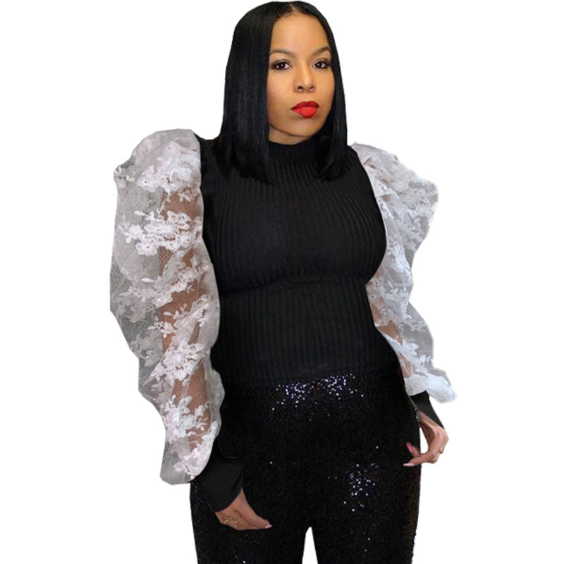 Casual Lace Sleeve Top