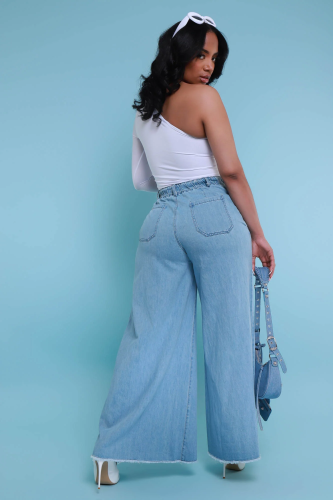Light Blue New Obsession High Rise Denim Palazzo Pants
