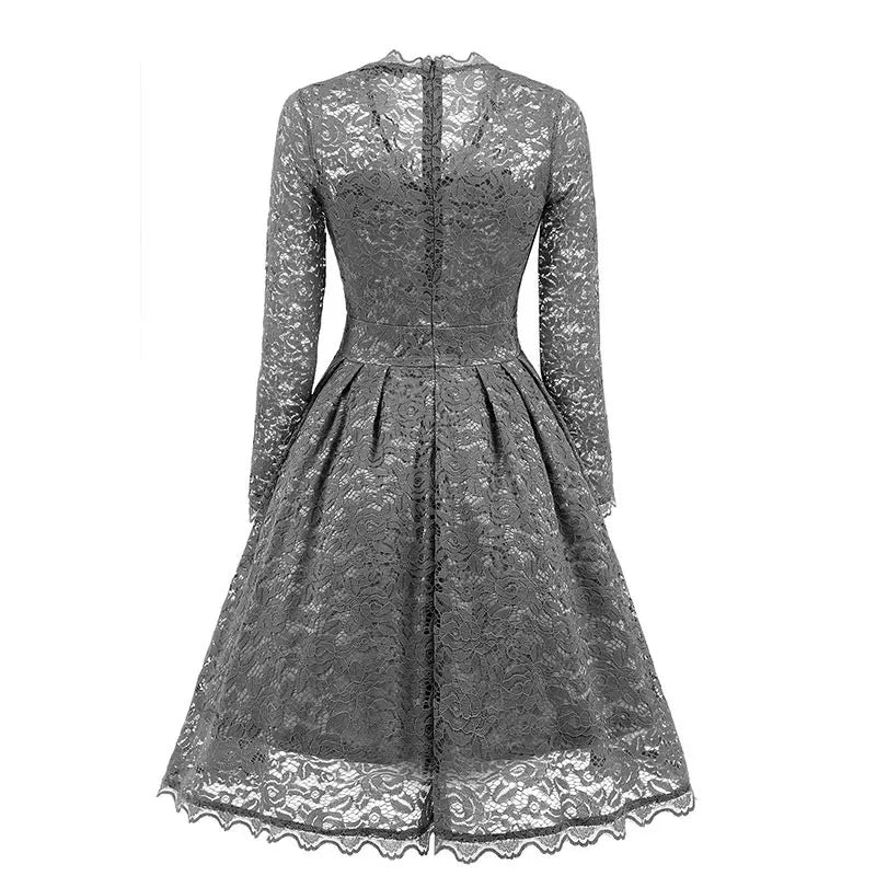 V-Neck Lace Evening Dress