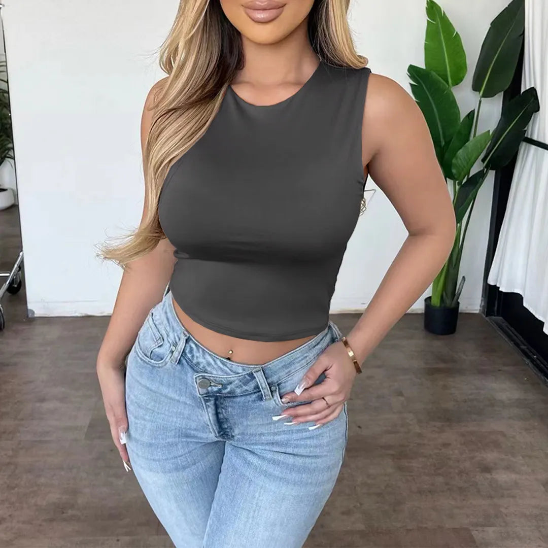 Solid Color Fashion Sports Sleeveless Vest Tops