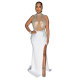Sexy Party Elegant Formal Patchwork Slit Mesh Hot Drill Half A Turtleneck Asymmetrical Dresses