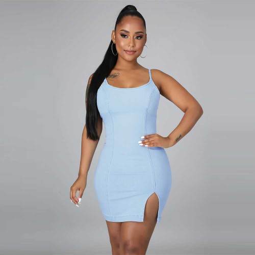 Solid Color Spaghetti Straps Fitted Sleeveless Dresses