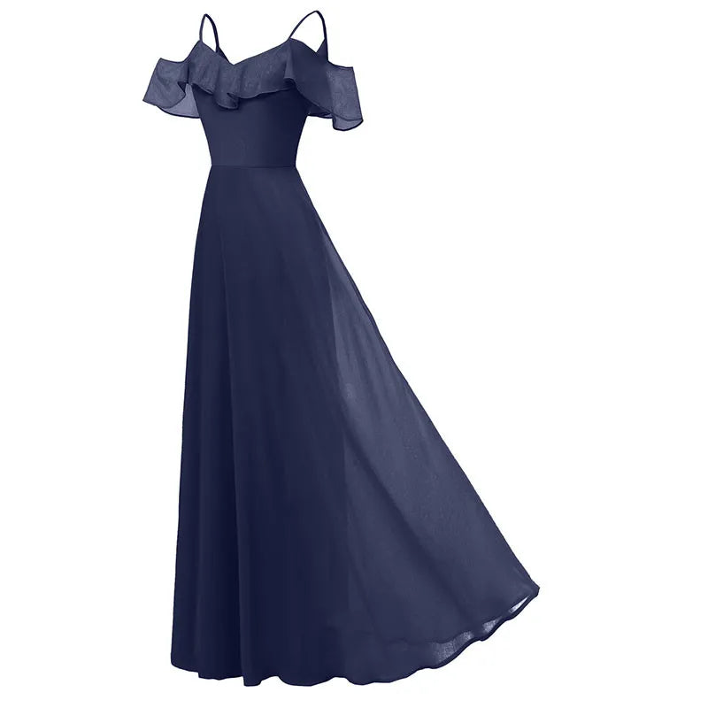 Women's Long Flowy Bridesmaid Chiffon Dress