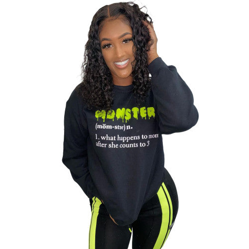 Casual Letter Print Sweatshirt Long Sleeve Pullovers T-shirt