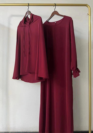 Women Solid Elegant Dress Two-Piece Set