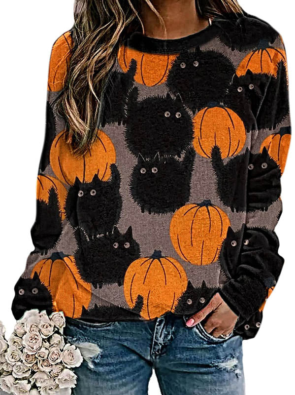 Casual Round Neck Printed Sweatshirt