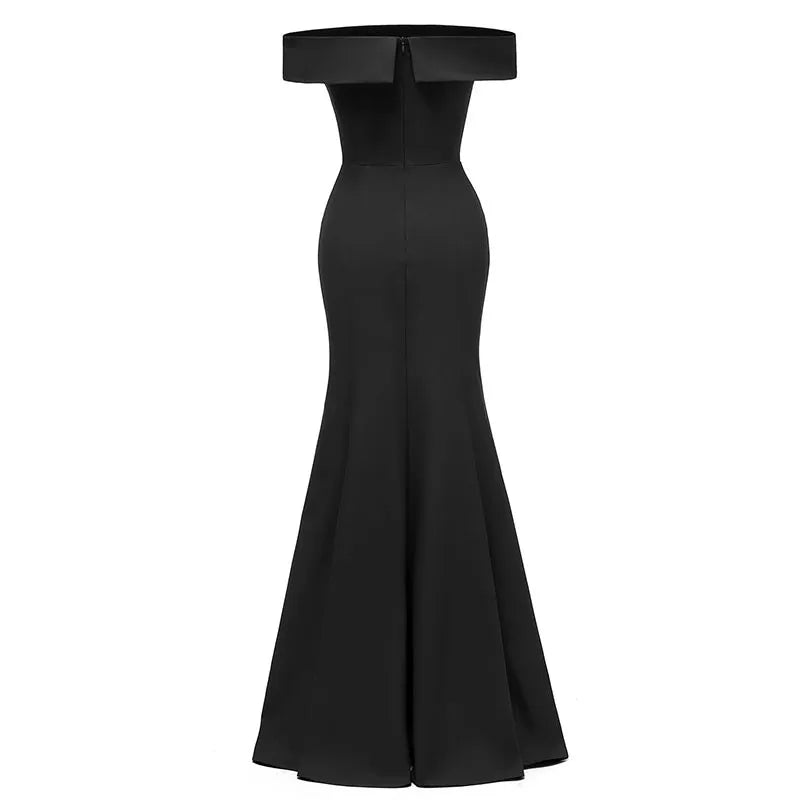 Off Shoulder Split Evening Dress