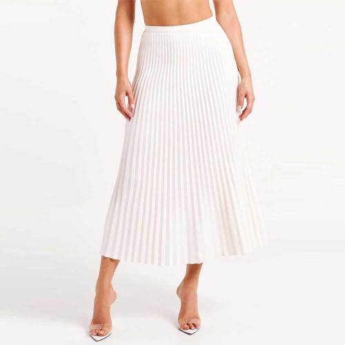 Solid Pleated Maxi Skirt