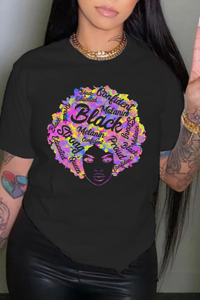 Summer Women's Clothing Casual Round Neck Pullover Printed T-shirt