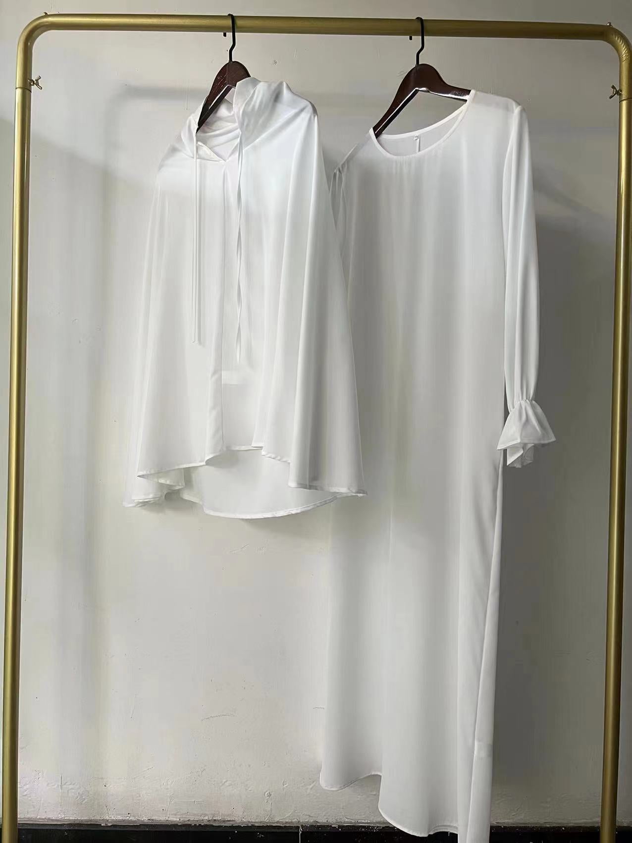 Women Solid Elegant Dress Two-Piece Set