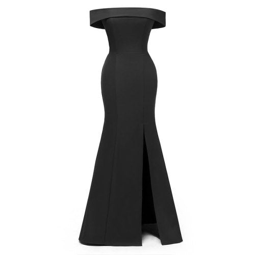 Off Shoulder Split Evening Dress