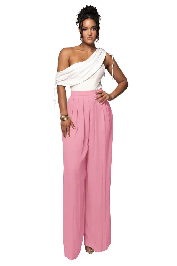 Solid Color High Waist Wide Leg Long Pant