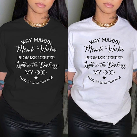 Summer Women's Clothing Casual Round Neck Pullover Printed Tees