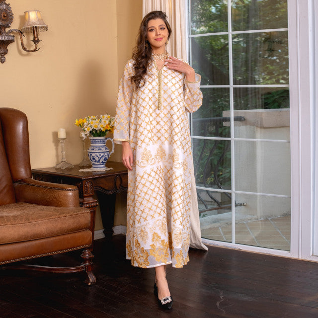 Fashion Muslim Abaya Embroidered Dress Dubai Saudi Women's Clothing