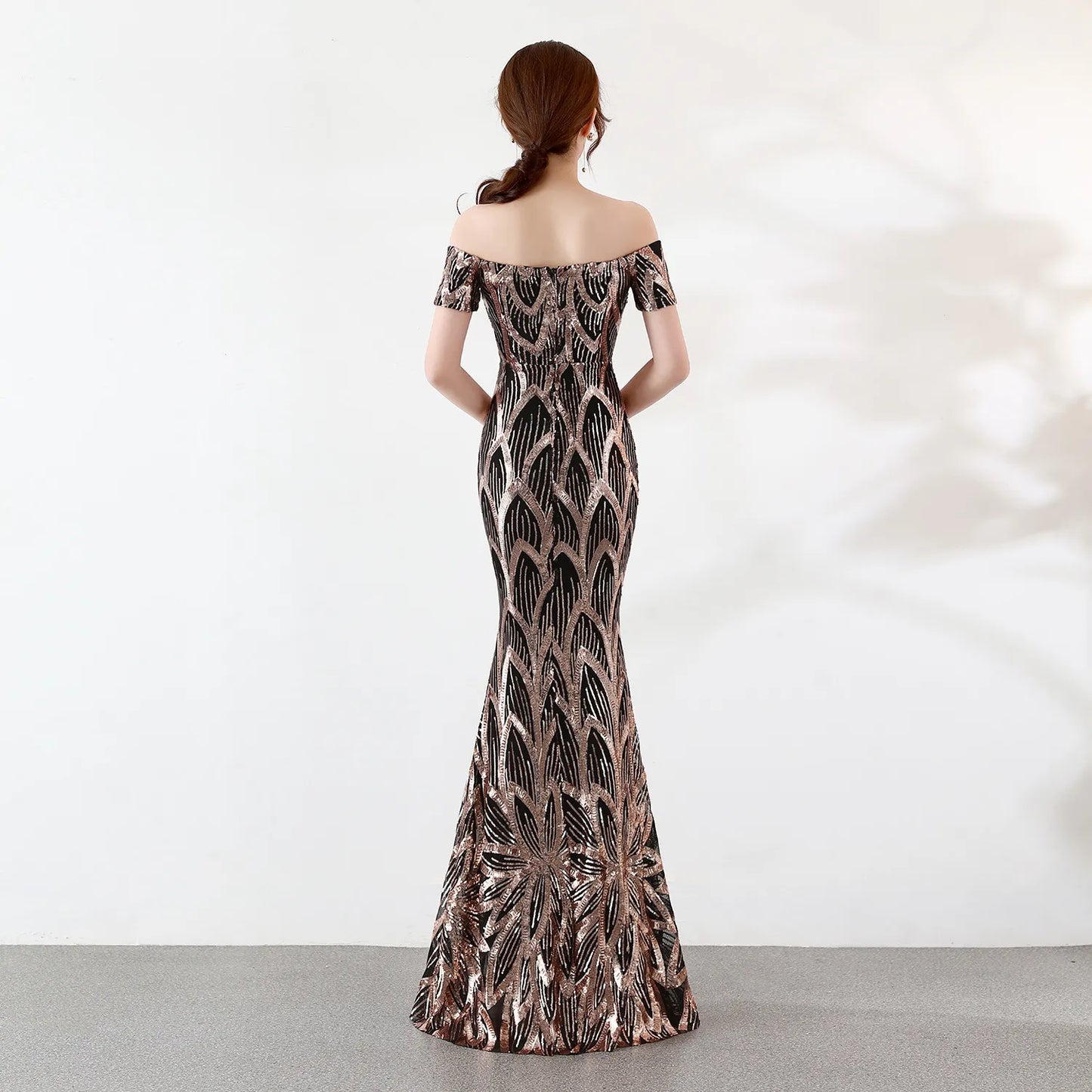 Sequins Off Shoulder Long Evening Dress Women Floor Length Mermaid Maxi Dress Long Prom