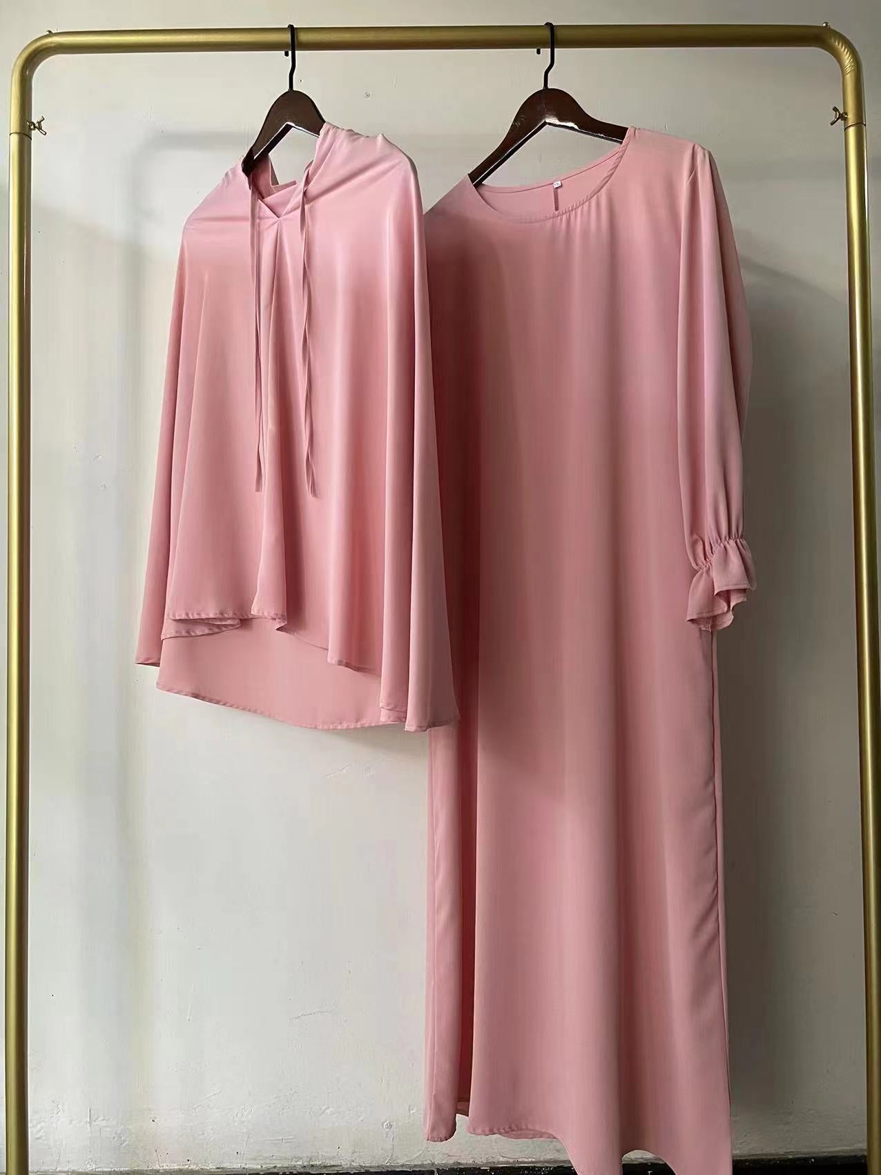 Women Solid Elegant Dress Two-Piece Set