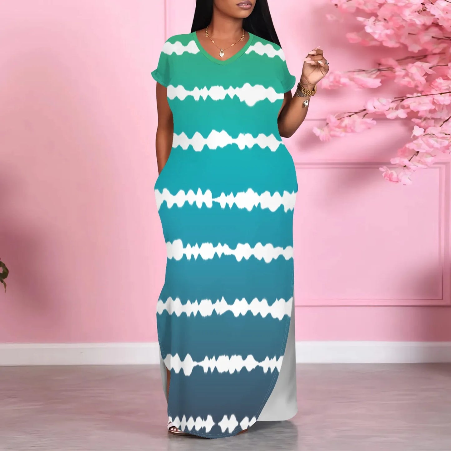 Casual Printed Gradient Color Long Dresses