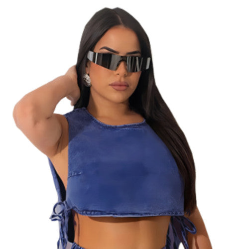 SEXY CARDIGAN DENIM VEST