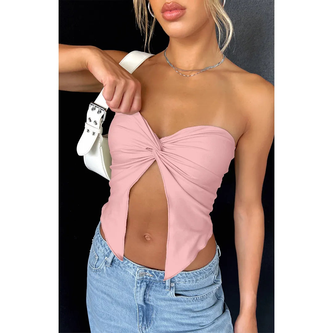 Solid Kink Bandeau Sexy Strapless Top