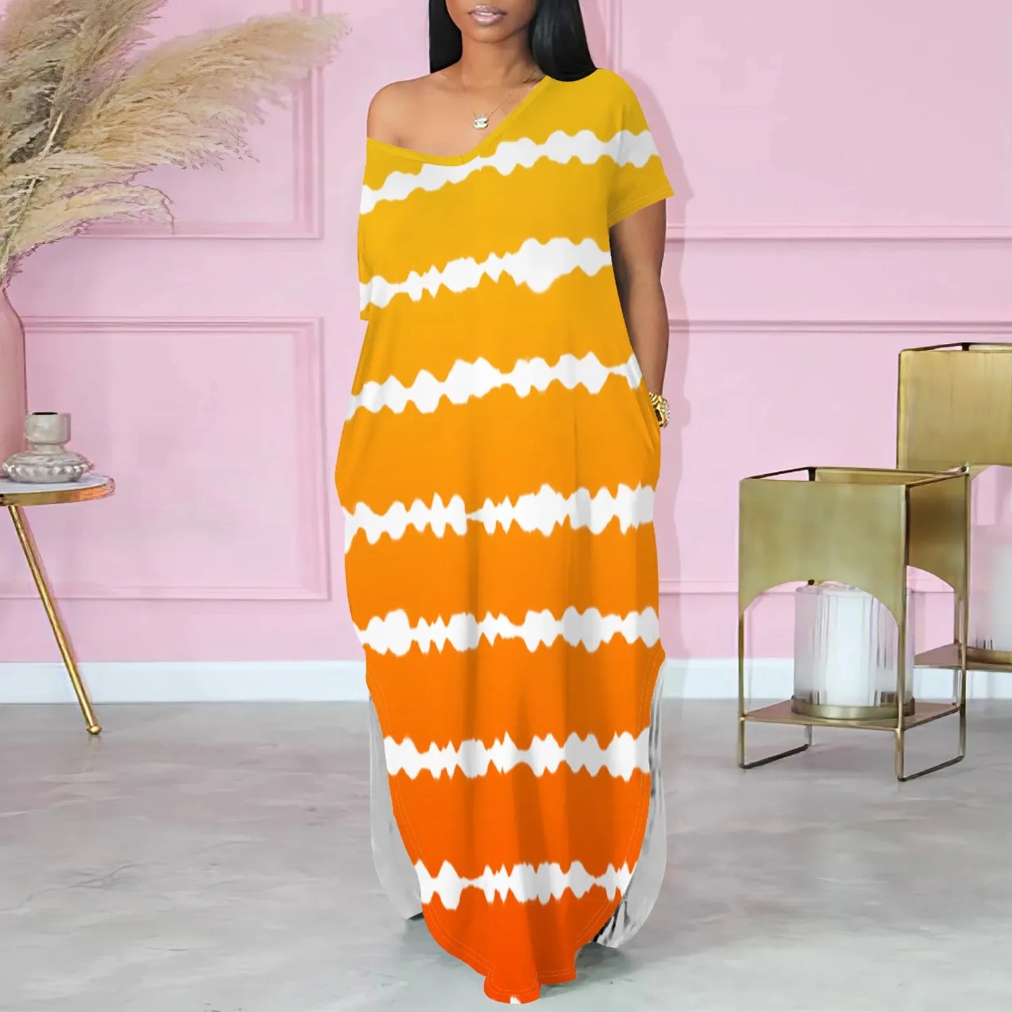Casual Printed Gradient Color Long Dresses
