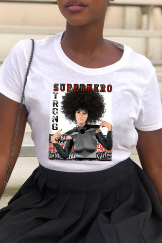 Summer Women's Clothing Casual Round Neck Pullover Printed T-shirt