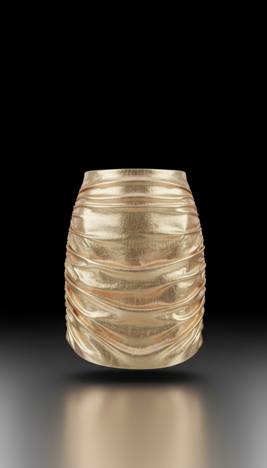 Gold Metallic Ruched Mini Skirt