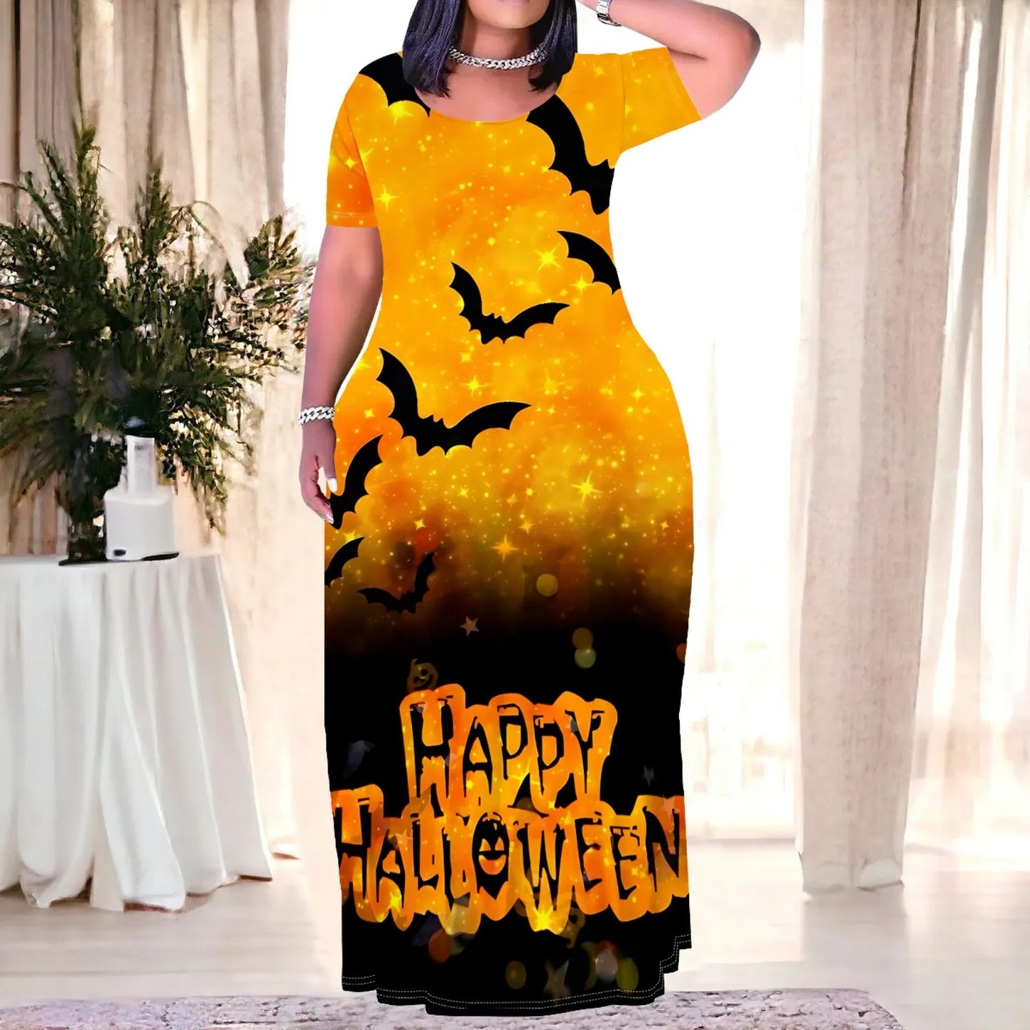 Casual Print Easter Halloween Maxi Dresses