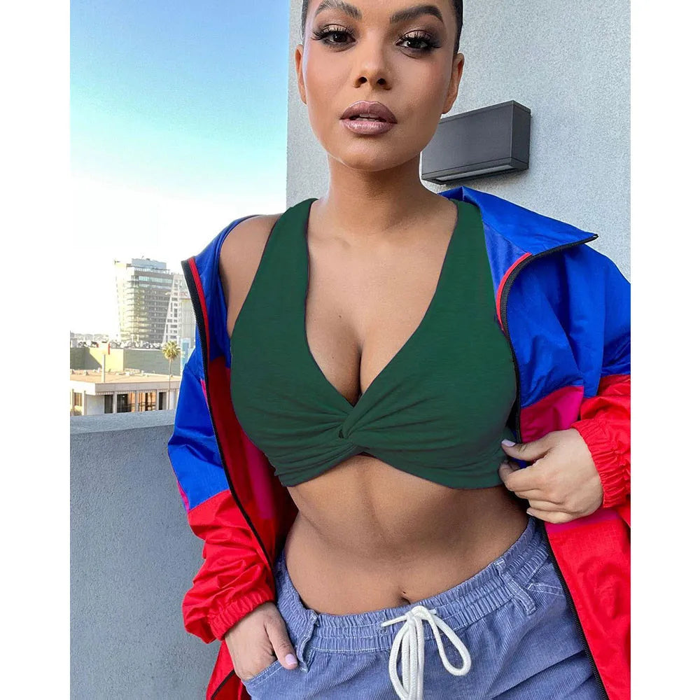 Sexy Casual Solid Vests V Neck Tops
