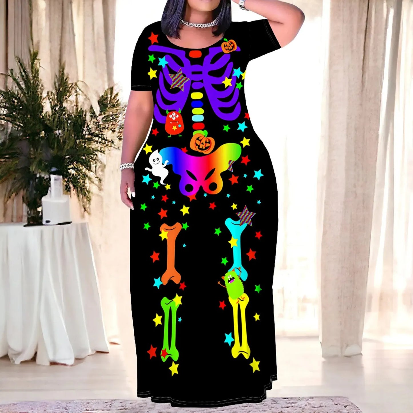 Casual Print Easter Halloween Maxi Dresses