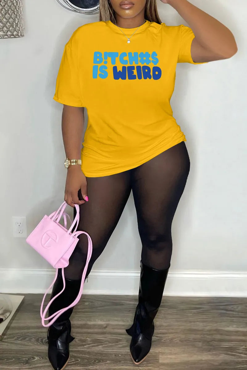 SUMMER CASUAL LETTER OFFSET PRINTED SHORT SLEEVE T-SHIRTS