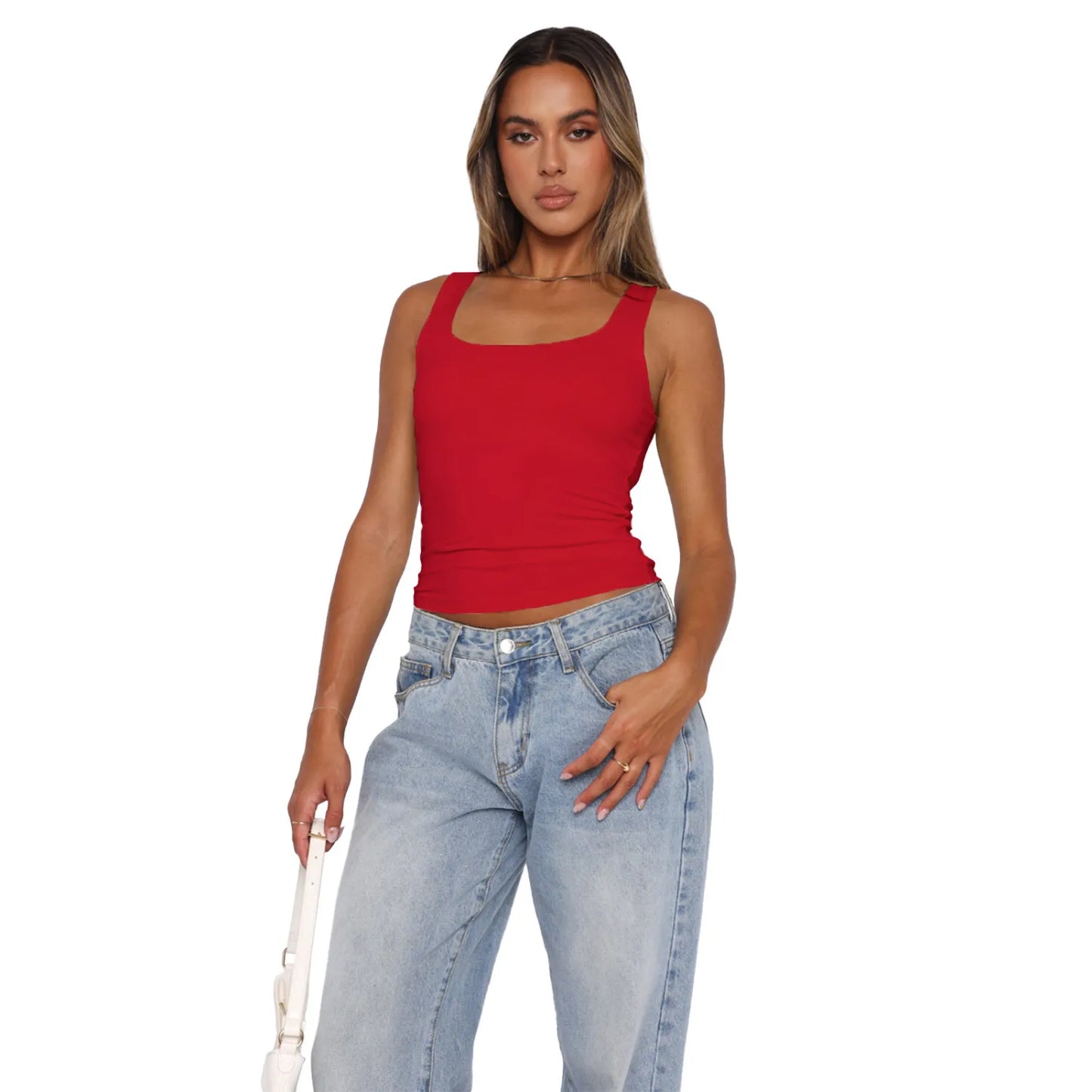 Solid Color Sports Versatile Double Layer Vest Tops