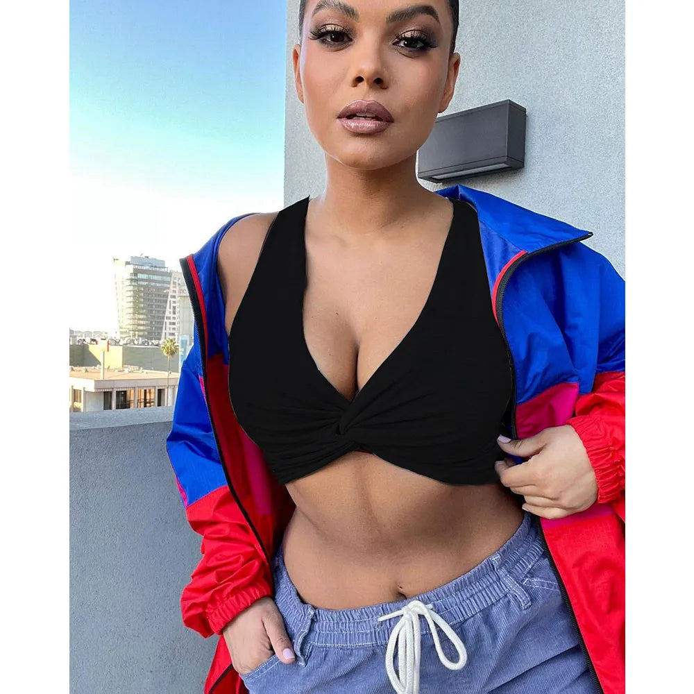 Sexy Casual Solid Vests V Neck Tops