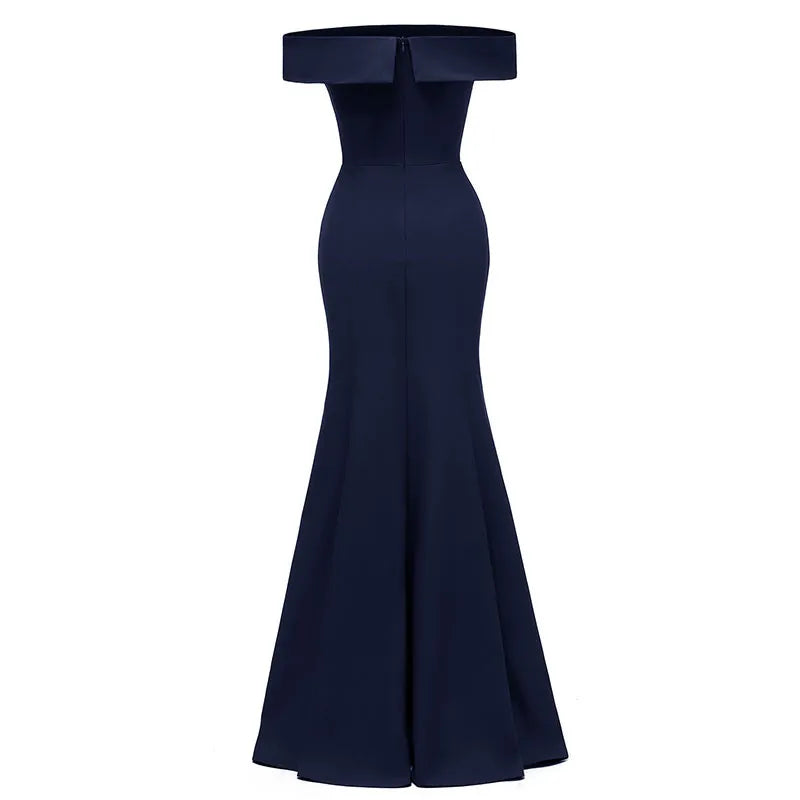 Off Shoulder Split Evening Dress