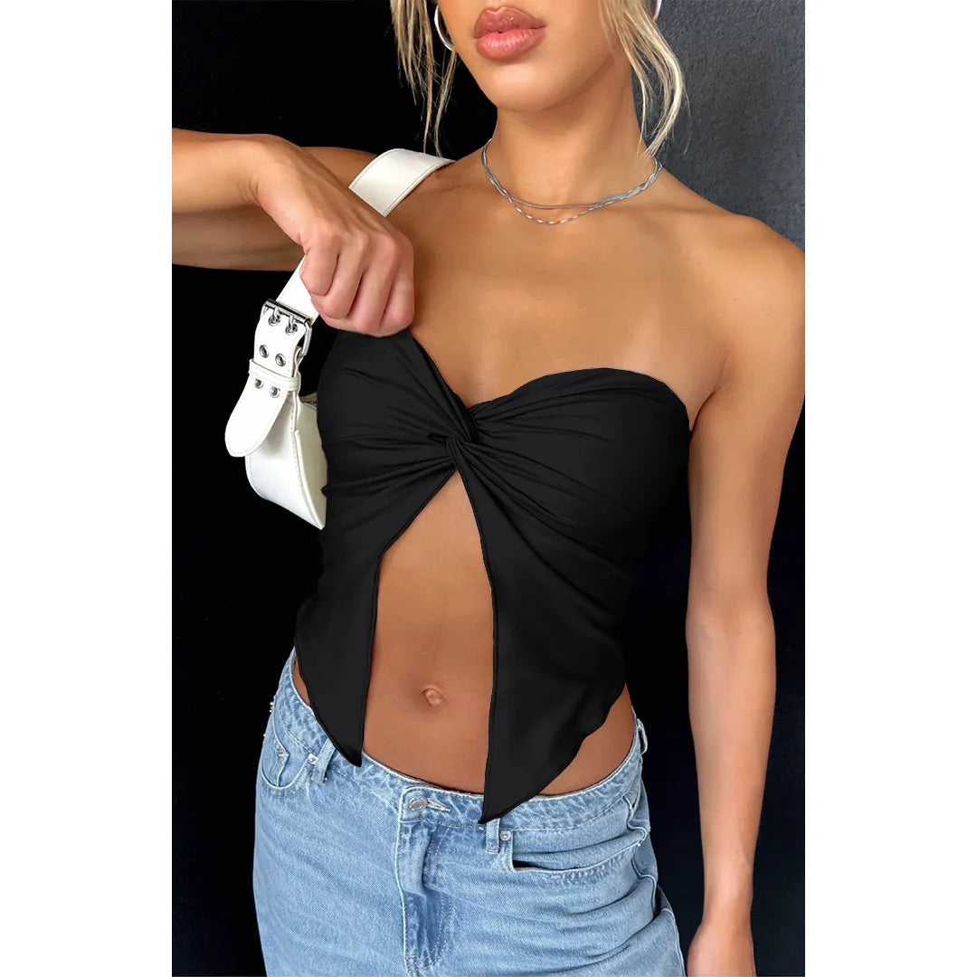 Solid Kink Bandeau Sexy Strapless Top