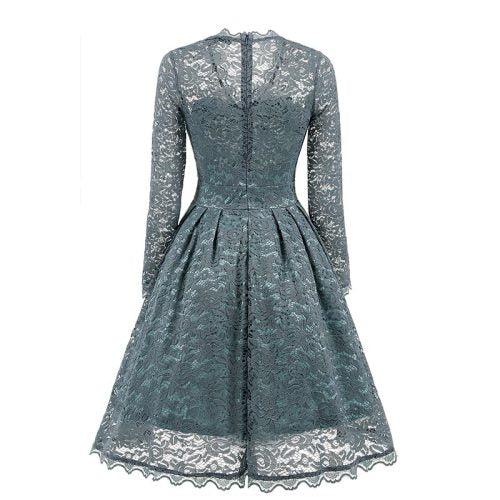 V-Neck Lace Evening Dress