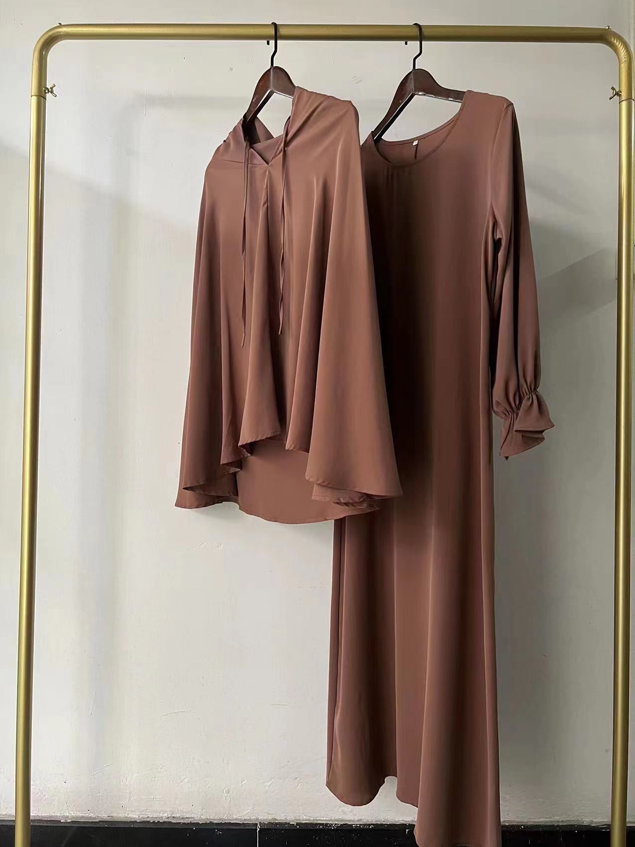 Women Solid Elegant Dress Two-Piece Set
