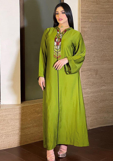 Luxury Beaded Beaded Robe Jalabia Muslim Dress