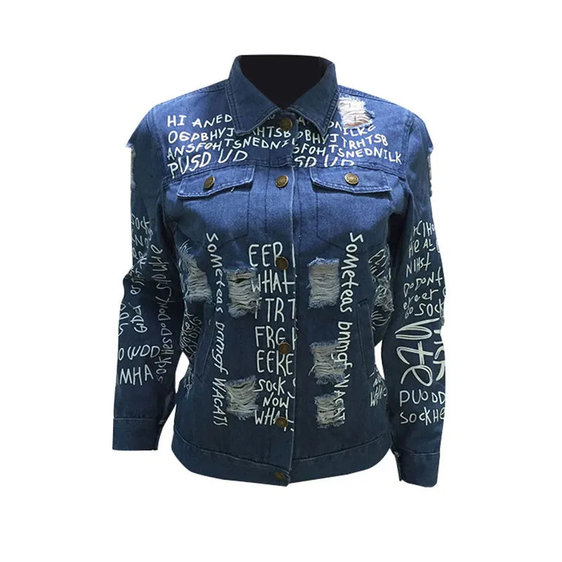 Casual Broken Holes Denim Jacket
