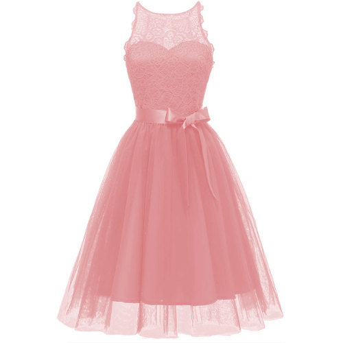 Women's Fashion A-line Lace Sleeveless Cocktail Dress