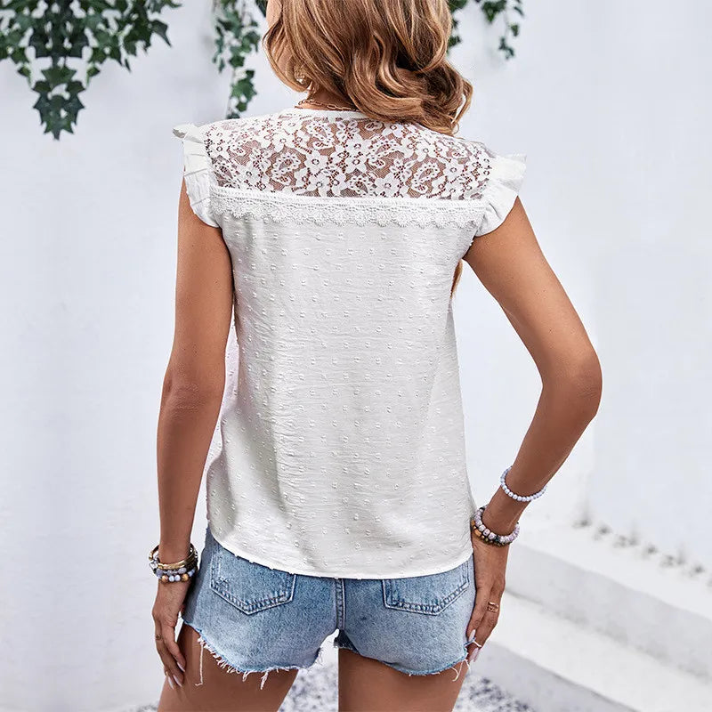 Tops Women's Lace Sleeves Shirt