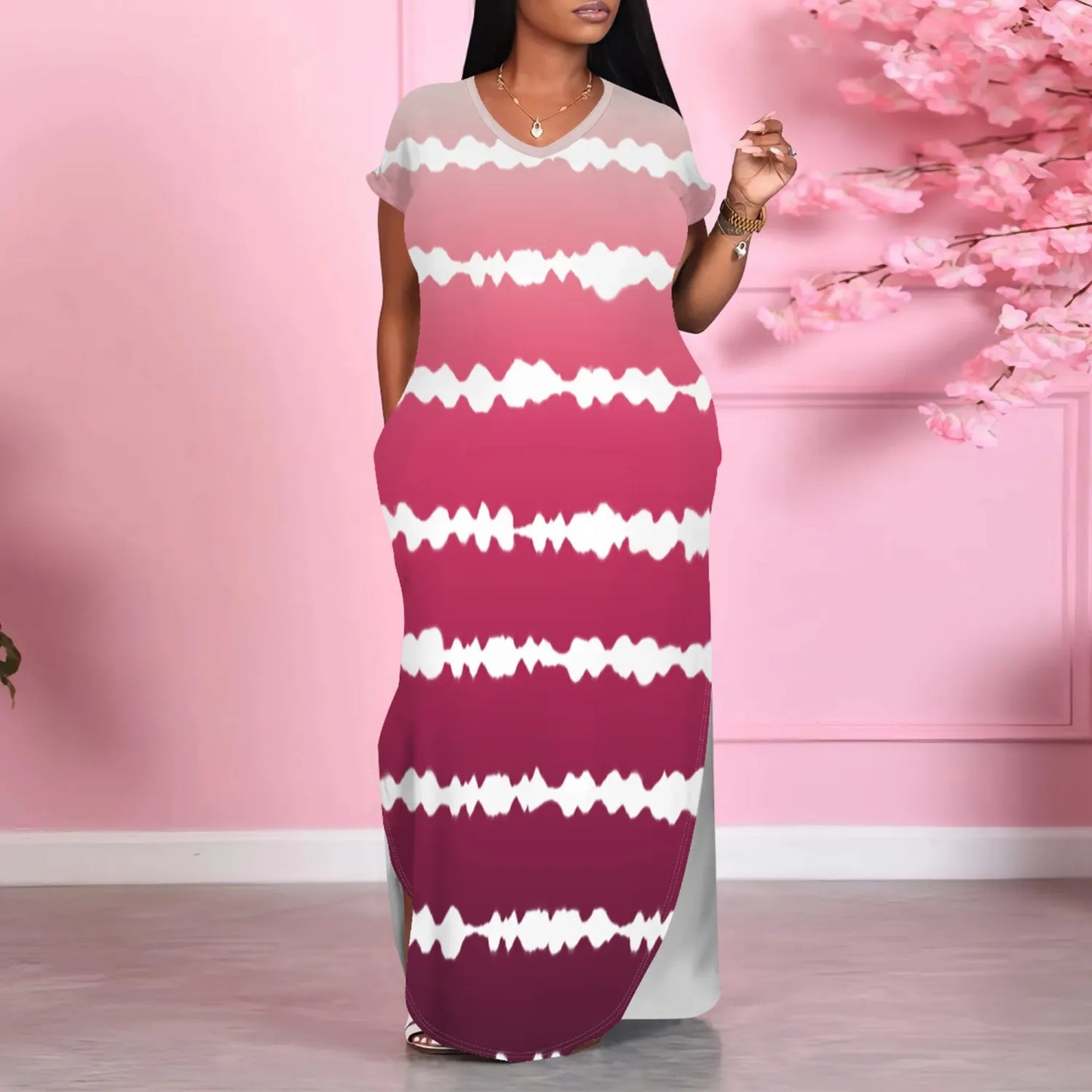 Casual Printed Gradient Color Long Dresses